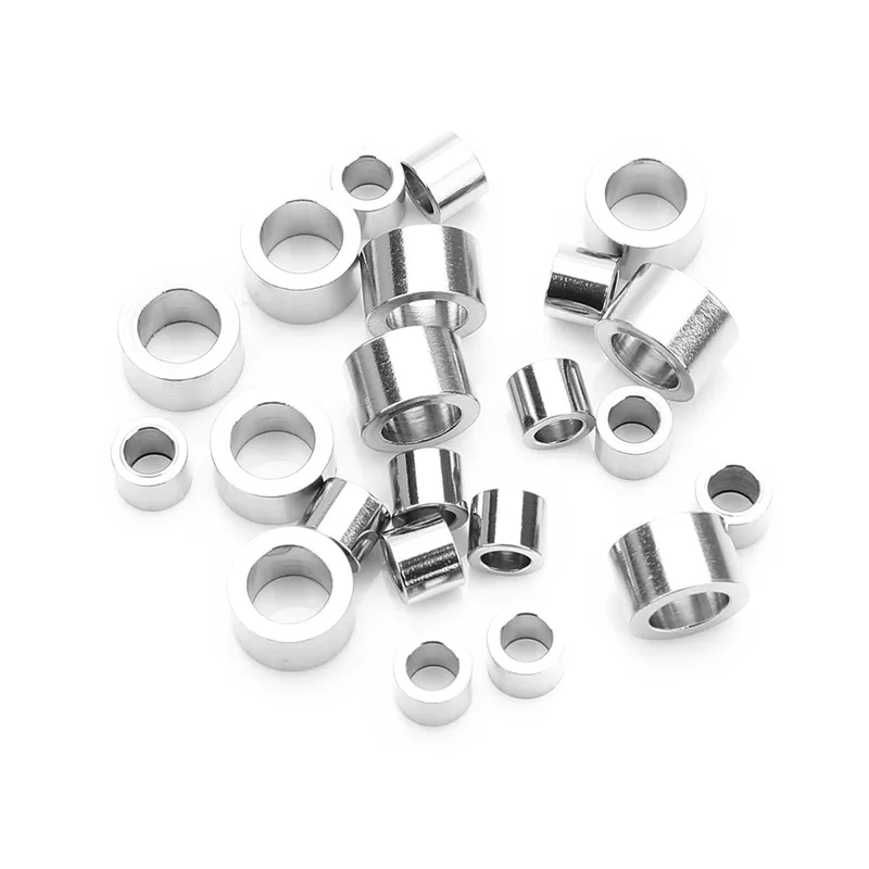 SAUVOO 20pcs/lot Stainless Steel Short Tube Spacer Bead with 3.2mm Big Hole for DIY European Jewelry Making Accessories Supplier