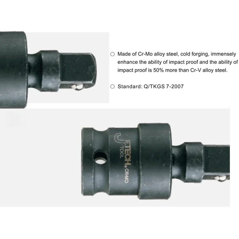 Jetech-adaptador de impacto universal para junta cr-mo, 1 peça, 1/2 ", 3/4 polegadas, junta de impacto do ar, acessórios, bola preta, durável