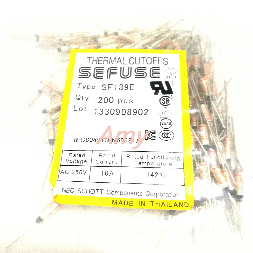 

200pcs/lot Temperature fuse 142 degrees 10A 250V SF139E 142 metal shell thermal protection SEFUSE