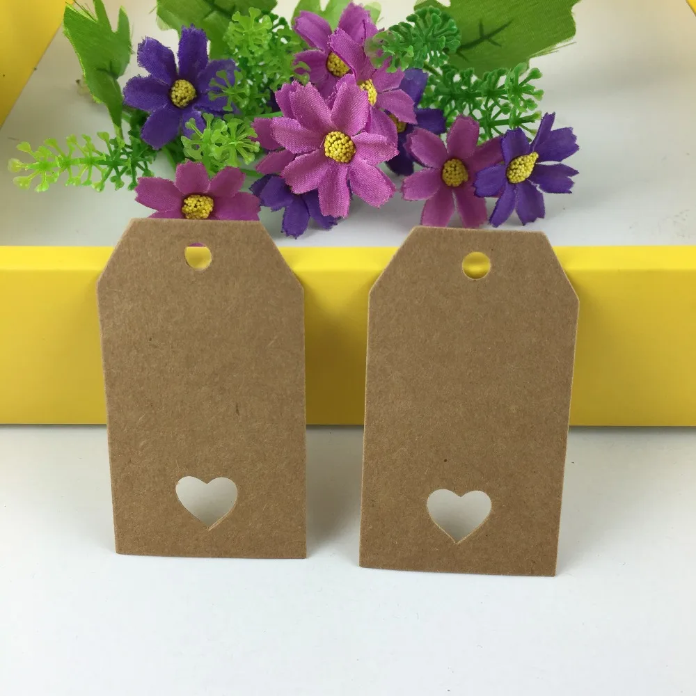 200PCS/Lot  size 7*4 cm Kraft Tag Head Label Jewelry Price Heart-shaped Hand DIY Tag Card Accept custom logo