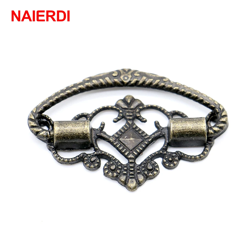 NAIERDI 48mm x 25mm Bronze Cabinet Knobs Drawer Handles Cupboard Pulls Jewellery Box Handle With Screws For Furniture Hardware