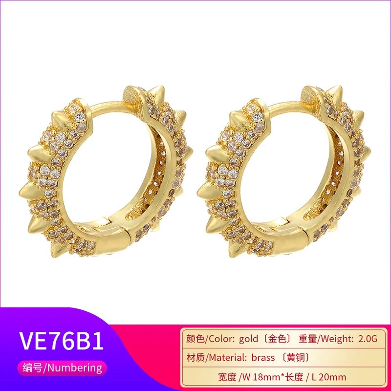 ZHUKOU 18x20mm Fashion crystal DIY Handmade ear rings for women Handmade Gold color Creative Earring Accessories model:VE76