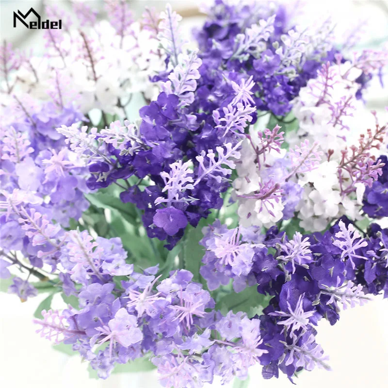 

Meldel Bride Wedding Bouquet Artificial Lavender Flower Purple Bridesmaid Holding Flower Wedding Accessories DIY Home Decoration