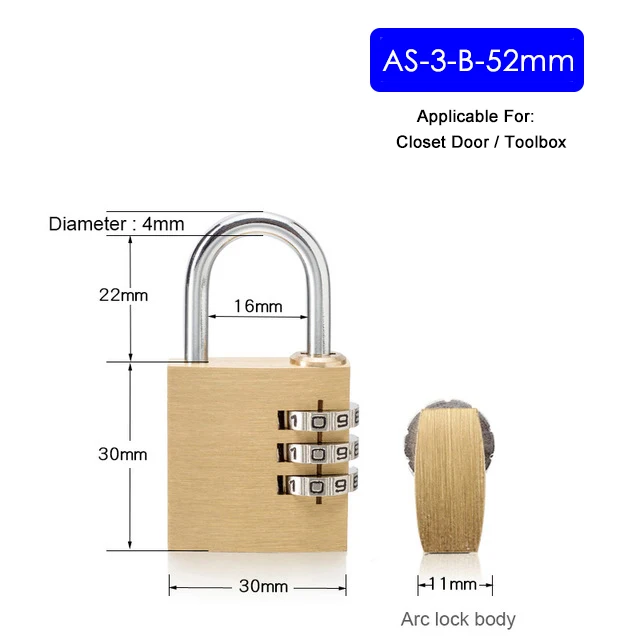 KAK Massief Messing Koper Beveiligingshangslot Wachtwoord Combinatie Codeslot voor Gym Digitale Locker Koffer Ladeslot Hardware