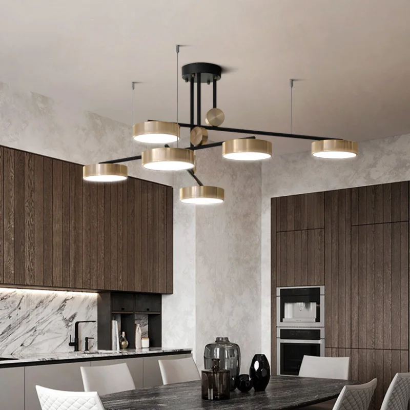 Imagem -02 - Pós-moderno de Ouro Brilhante Três Cores Pingente Lâmpada Atmosfera Simples e Elegante Restaurante Rotativo Luz Luzes Pingente Luxo