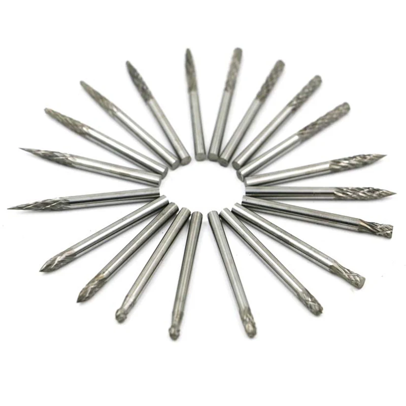 

20pcs/set 3mm Tungsten Carbide Rotary Burrs Set Milling Cutter CNC Engraving Bits for Dremel Rotary Tools Accessories