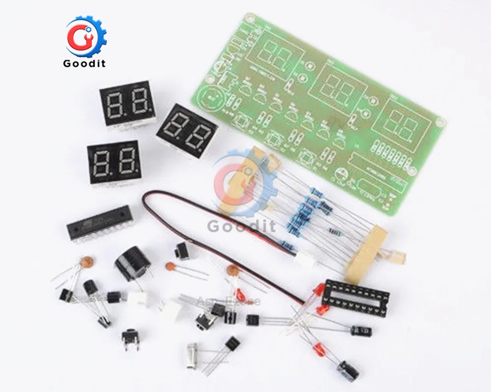 Digital Clock DIY Kit 6 Bits C51 AT89C2051 Chip Electronic Alarm Clock Kit FR-4 PCB with DIY Learing Kit for Arduino