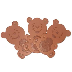 Handmade Leather Patches For Clothing Bear Logo Diy Craft Tags For Gift Handwork Leather Labels For Bags Sewing Accessories