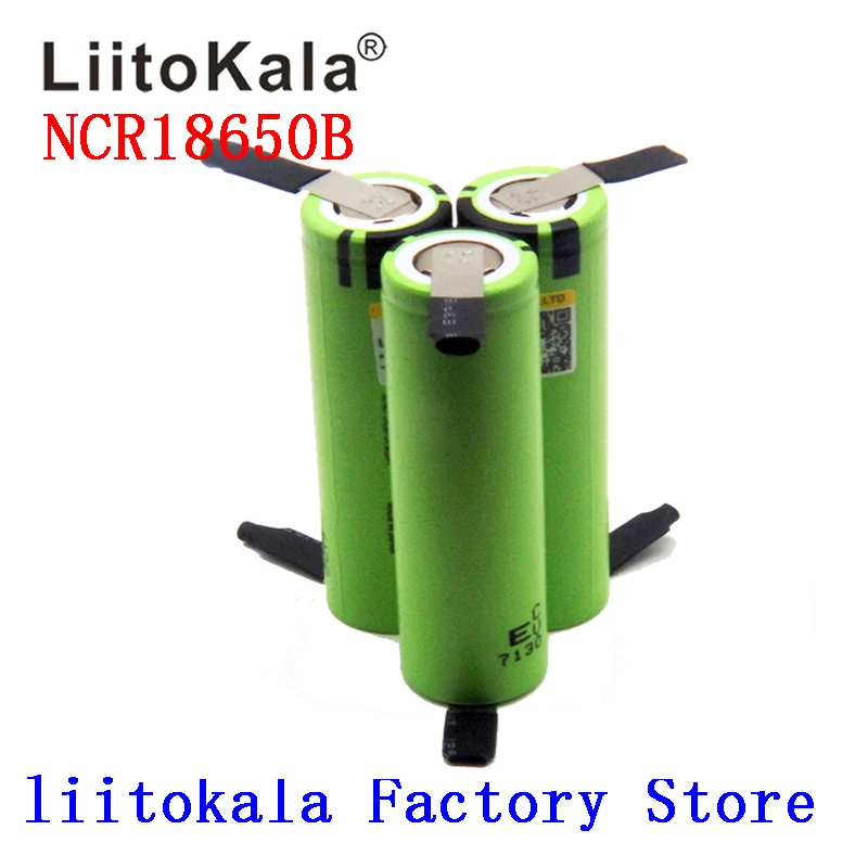 300PCS  liitokala 18650 3400 Battery 3400mAh 3.7V NCR18650B Rechargeable Li-ion Battery for Flashlight  +DIY nickel