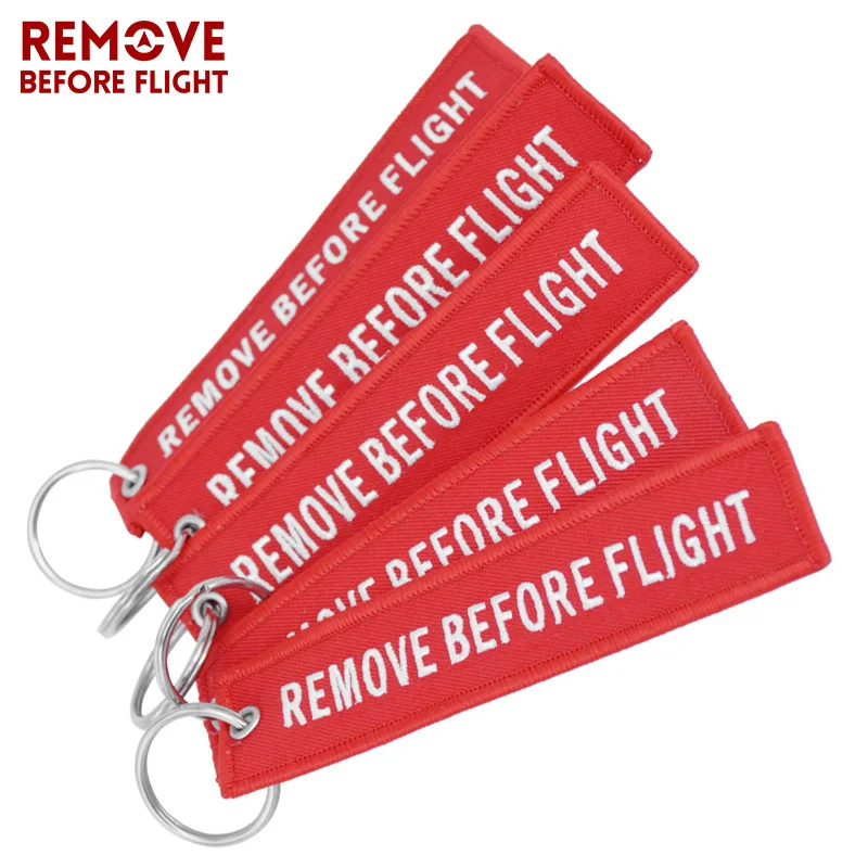 Remove Before Flight Chaveiro Tag Embroidery Keychain Key Ring for Aviation OEM Key Chains Jewelry Luggage Tag Key Fob 5 PCS/LOT