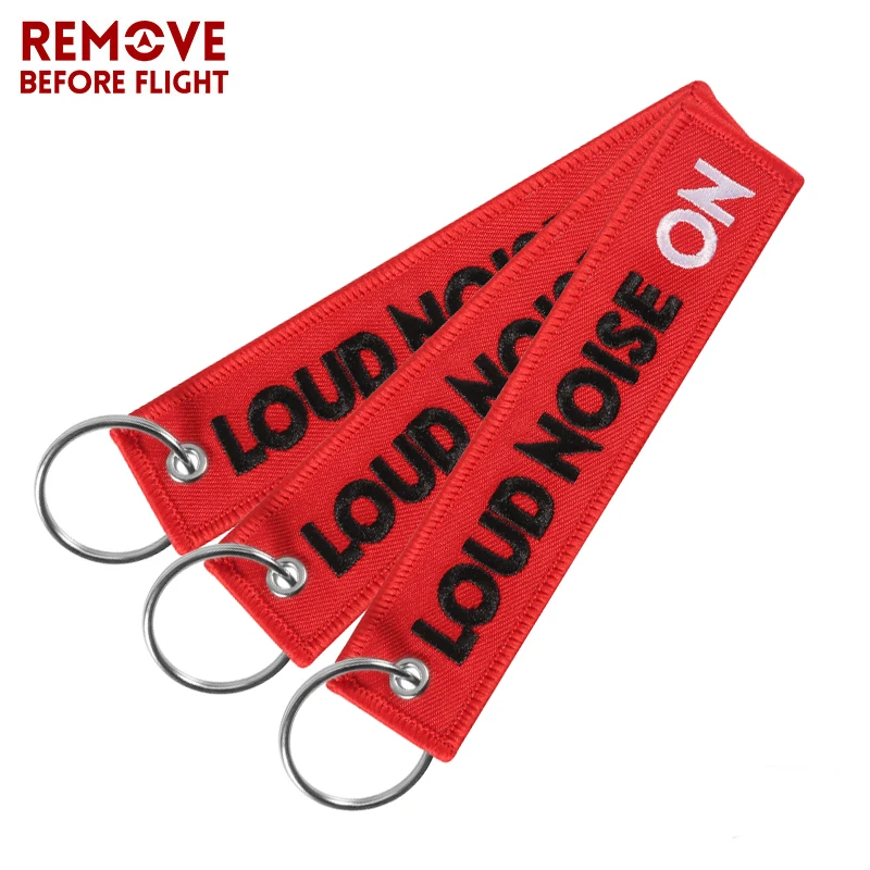 Fashion Key Chains for Cars Motorcycle Fashion Embroidery Key Ring Chain Loud Noise ON Keychain Holder Jewelry llavero 3 PCS/LOT