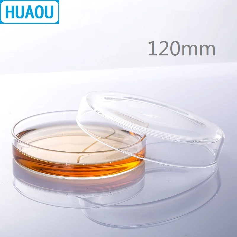 HUAOU 120mm Petri Bacterial Culture Dish Borosilicate 3.3 Glass Laboratory Chemistry Equipment