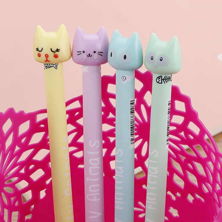 

40 PCs cute cartoon cat neutral pen creative student stationery kitten water-based signature pen office supplies