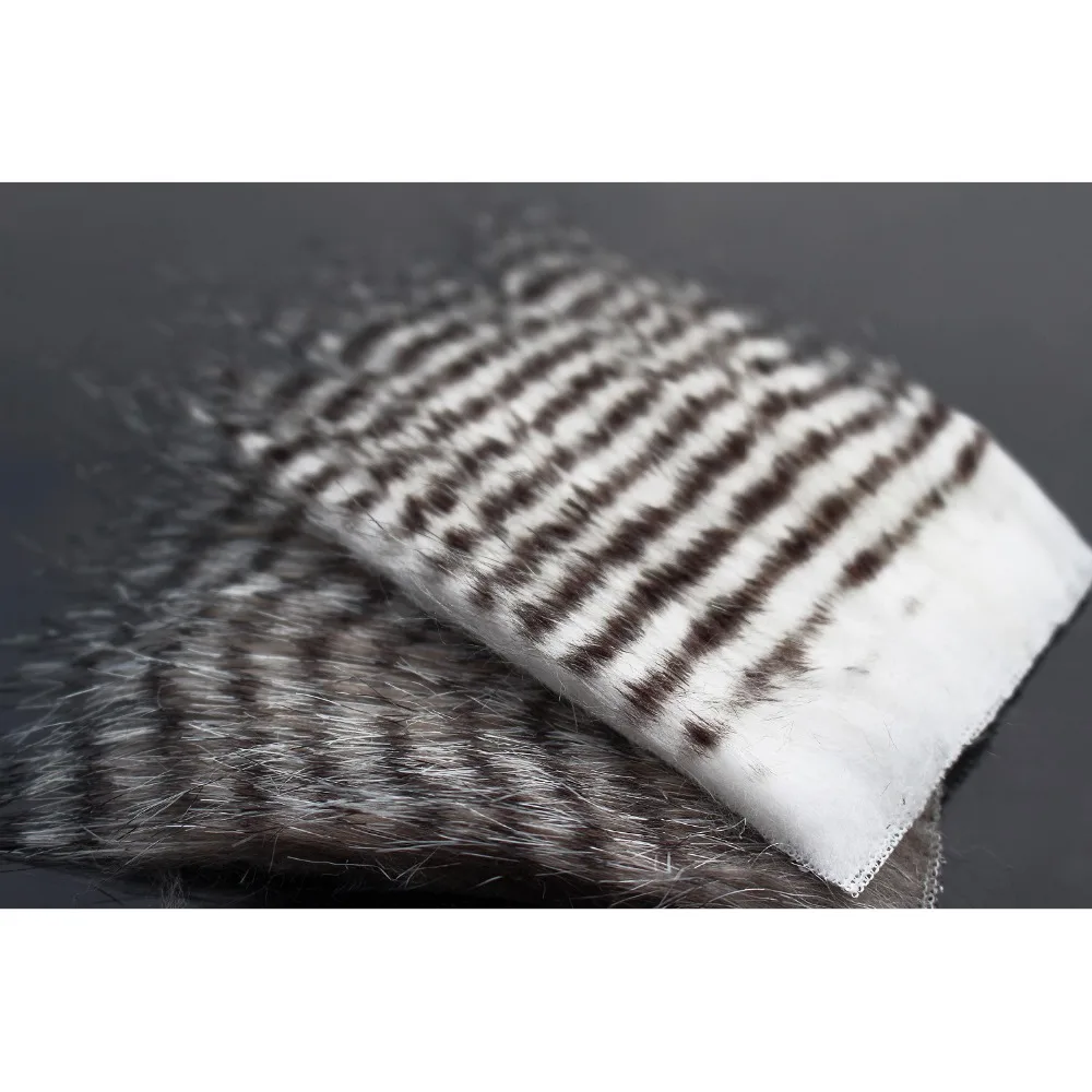 Tigofly 4 Pcs 8cmX8cm Furabou Craft Fur White Grey Barred Colors Synthetic Fiber Streamer Tail Wing Fly Fishing Tying Materials