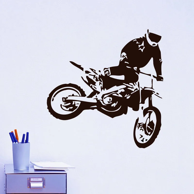 Motocross Wall Stickers Jumps Motorcycle Home Decor Removable Vinyl Adhesive Living Room Decoration Children Kid Boys Room Decal