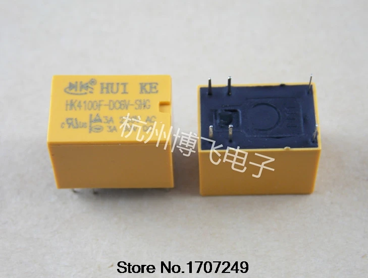 

Free Shipping 100% new original relay 10pcs/lot HUI KE HK4100F-DC6V-SHG HK4100F-6V-SHG 3A 220VAC 3A 30VDC 6PIN