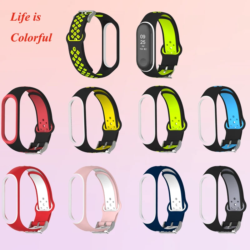 Puseira de silicone colorida para relógio inteligente, para mi band 3, 4