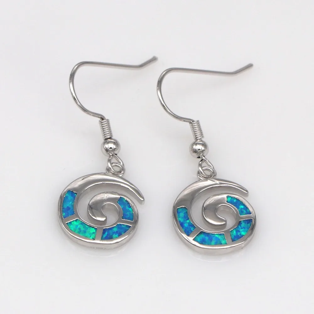 JLE218 New Conch Blue Fire Opal Silver Plated Earrings wholesale and retail noble women jewelry earrings