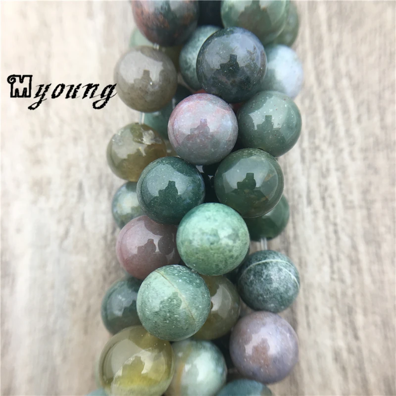 5Strands Round Smooth Natural Stone India Agates Beads for Jewelry Making MY0204