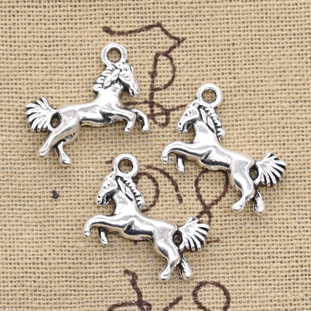 15pcs Charms Galloping Horse Steed 16x23mm Antique Silver Color Plated Pendants Making DIY Handmade Tibetan Silver Color Jewelry