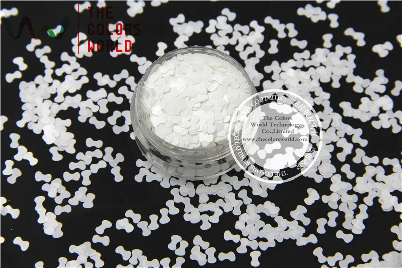 

TCM1200 Solvent resistant - Pearlescent White Color Bow Tie-shaped Glitter Spangles for Nail Polish and Other DIY decoration