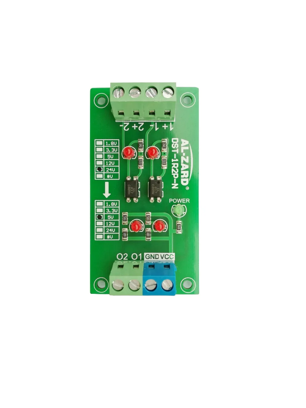 24V to 5V 12V to 3.3V 1.8V 2 Channel Optocoupler Isolation Board PLC Signal Level Voltage Conversion Module NPN Output