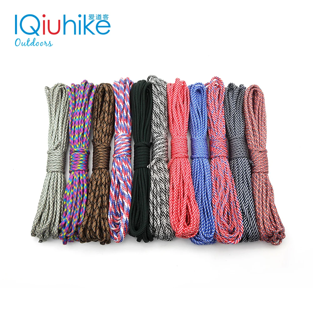 IQiuhike 208 Colors 5 meters Paracord 550 Rope Type III 7 Stand Paracord Parachute Cord Rope Survival kit Wholesale Rope Hiking