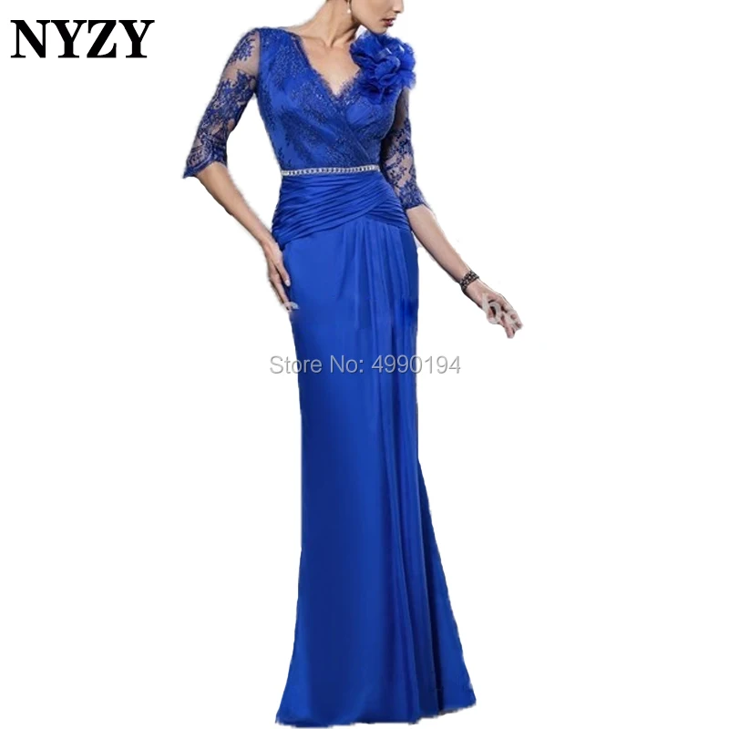 

NYZY M151 Elegant Royal Blue Wedding Party Formal Dress 1/2 Sleeve Long Mother of the Bride Groom Dresses 2019 mae de noiva