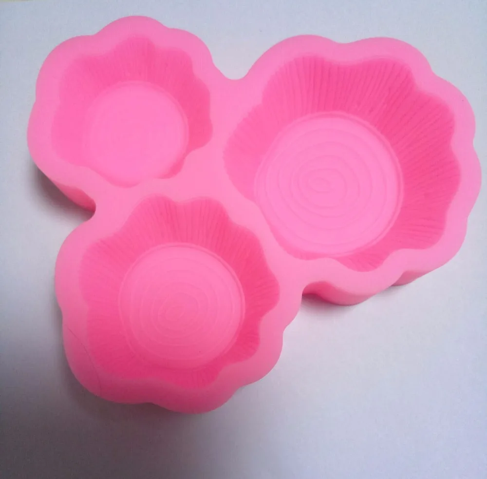 3D silicone handmade soap candle  cake decoration mold  stump shape tree ring