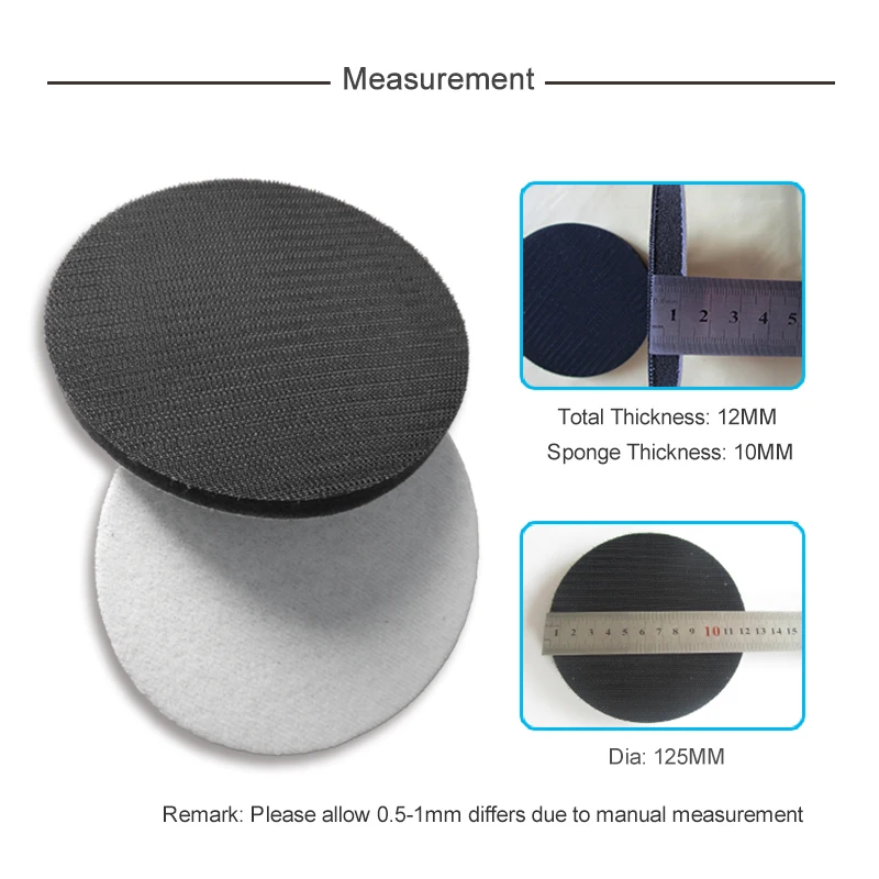 Almohadilla de esponja de interfaz suave de 5 pulgadas y 125mm, almohadilla de amortiguación de gancho y bucle, accesorios de herramientas eléctricas para pulir y moler