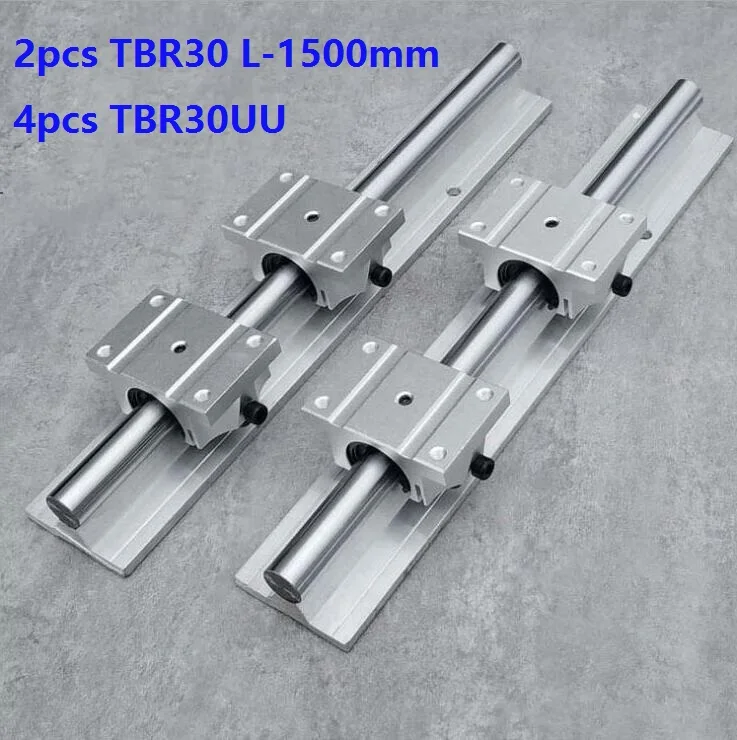 

2pcs TBR30 L-1500mm support rail linear guide + 4pcs TBR30UU linear bearing blocks for CNC router parts