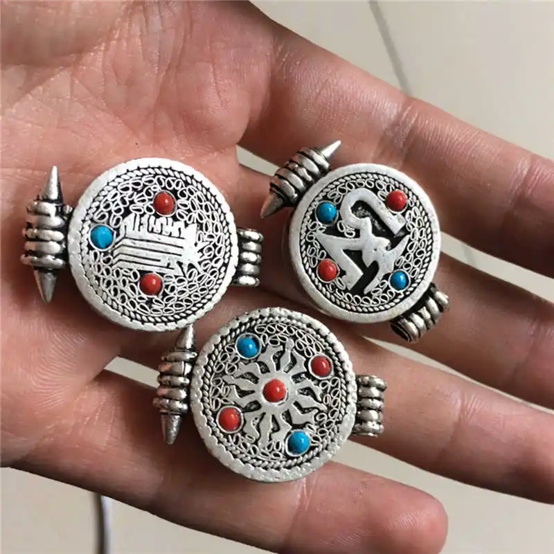 Tibetan Locket Boxes Copper Small Prayer Box Amulet Pendant Cross Dorje OM KALACHAKRA Ghau TGB008