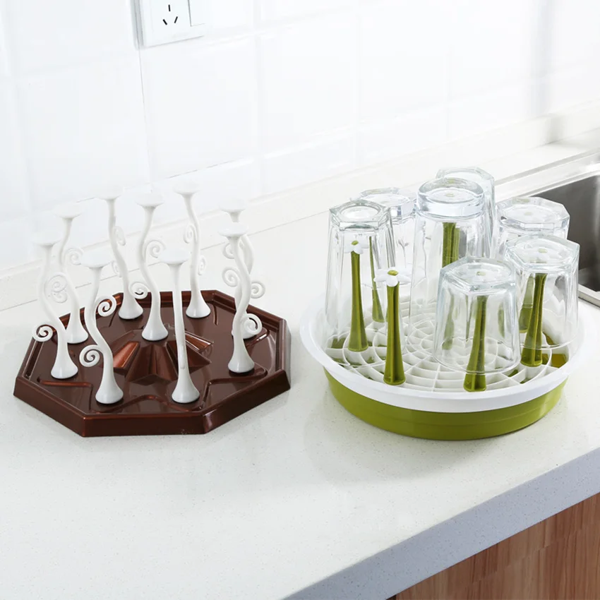 Detachable Cup Drainer Tea Cup Drain Rack Glass Holder Cup Drying Rack Stand with Drain Tray Non-Slip Mugs Storage Holder