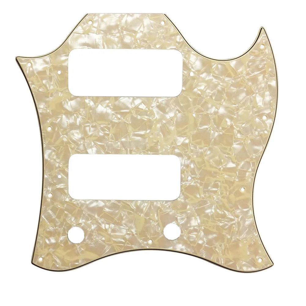 

Pleroo Custom Guitar pickgaurd-для стандартного SG стиля с P90 звукоснимателями, Накладка для защиты от царапин, 4-слойная кремовая жемчужина
