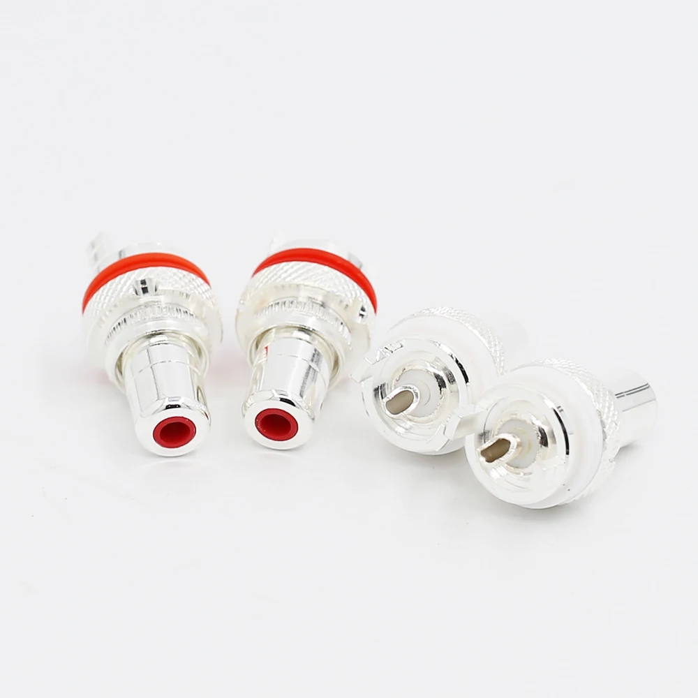 Audio Hifi 8PCS Silver Plated  RCA Female Socket Phono Chassis  HIFI AMP