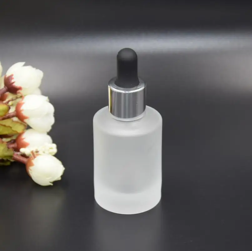 

Wholesale 30ml frosted glass dropper bottle with silver cap, 30cc glass liquid bottles cosmetic container LX1037