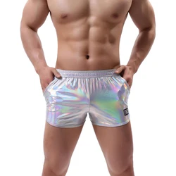 Male Underwear Boxershorts Underpants Gay Men Shinny Ropa Interior Hombre Imitation Leather Boxer Cueca Masculina Boxer Homme