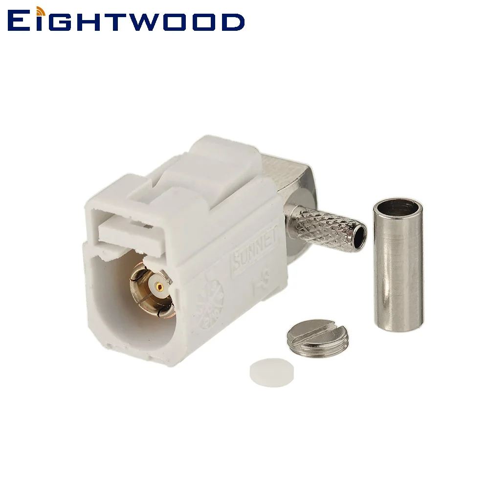 Eightwood Car Phantom Radio Antenna Reciever Coaxial Connector Fakra B White/9001 Jack Crimp for RG316 RG174 LMR100 Cables 5PCS