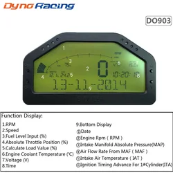 9 in 1 Race Display Bluetooth Full Sensor Kit Dashboard LCD Screen Rally Gauge Tachometer DO903