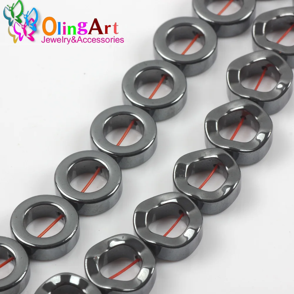 OlingArt  4/5*12MM 30PCS/lot Natural Stone Black Hematite Beads The ring necklace Bracelet earrings diy jewelry making