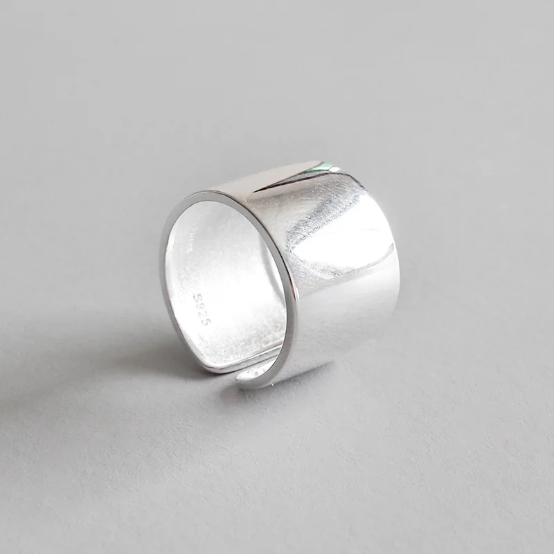 Minimalist Real 925 Sterling Silver Rings For Women Finger Jewelry, Smooth Wide Ring Woman's Accessories Wedding Party Gifts image 3