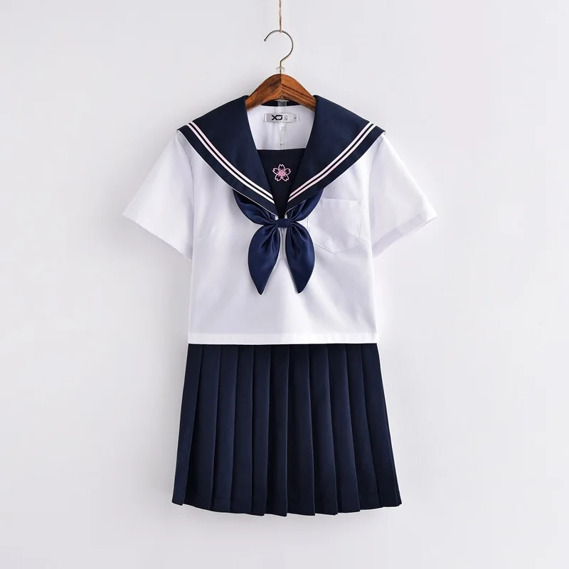 Conjuntos de uniforme japonés JK para niña y mujer, ropa escolar con bordado Sakura, novedad, otoño