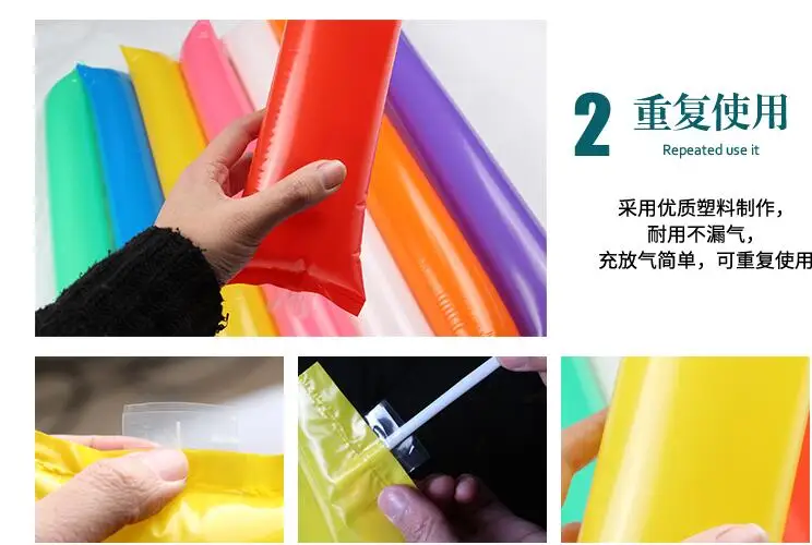 Inflatable Cheering Sticks Colorful Long Balloon happy Bar for Concert Football Fans Cheerleading Props party Plastic Baloon