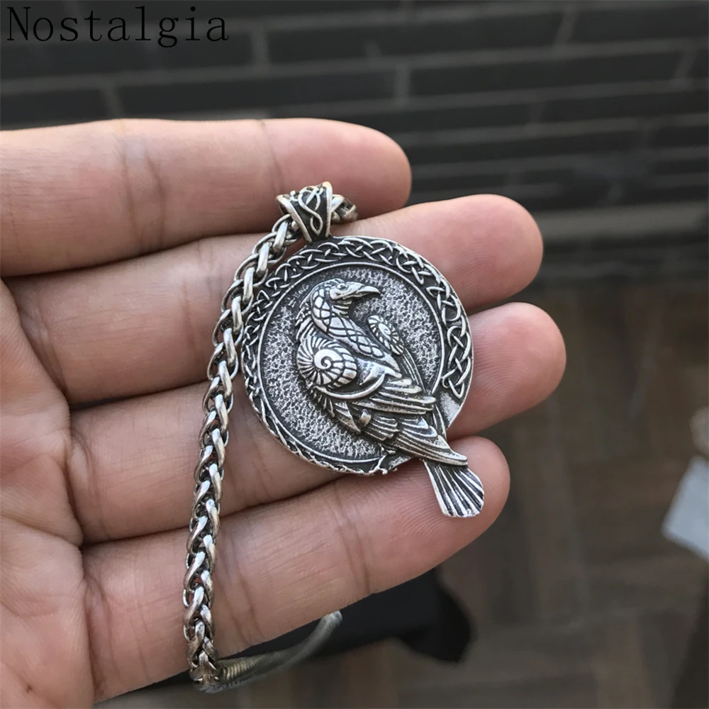 Dropshipping Viking Raven Nordic Amulet Necklace Pendant Black Bird crow necklace Norse talisman Viking Men Jewelry