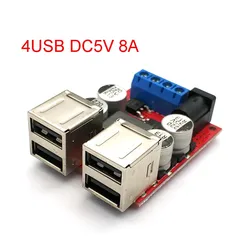 DC-DC Vehicle Charging Board 8V-35V 5V 8A Power Supply Depressurization Module 4 Port USB Output Mobile Charger