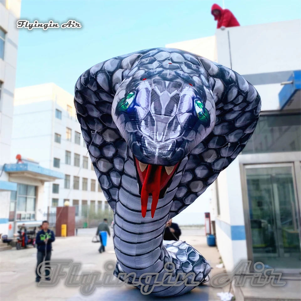 

Giant Ferocious Inflatable King Cobra Concert Stage Backdrop Decorations 6m Snake Model Air Blow Up Serpent Balloon For Event