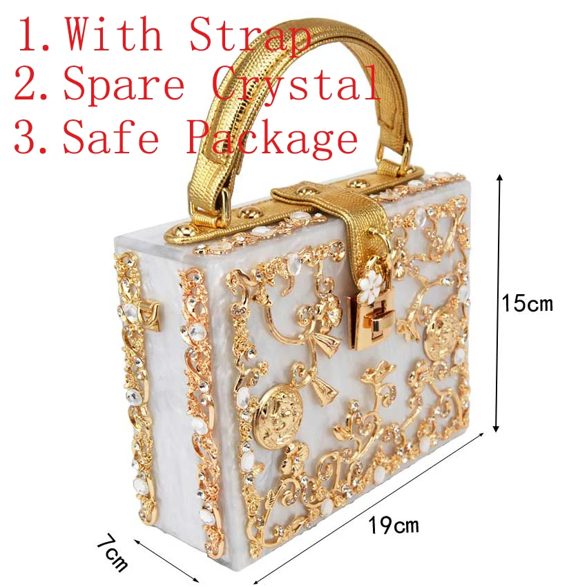 Box Designer evening bag diamond flower Clutch Bag hollow relief Acrylic luxury handbag banquet party purse women\'s Shoulder bag