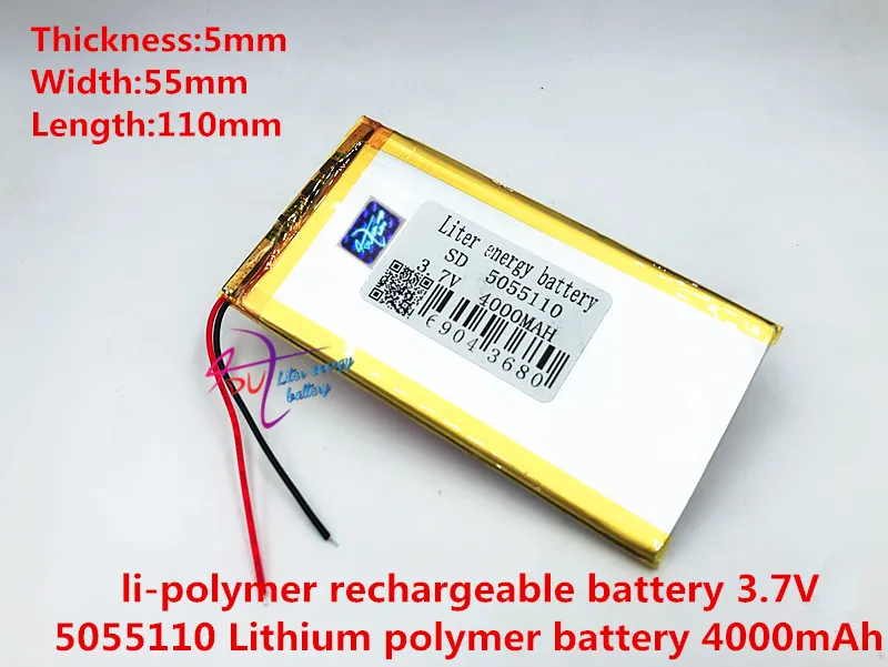 3.7 V lithium polymer battery 4000 mah large-capacity PDA tablet PC MID 5055110