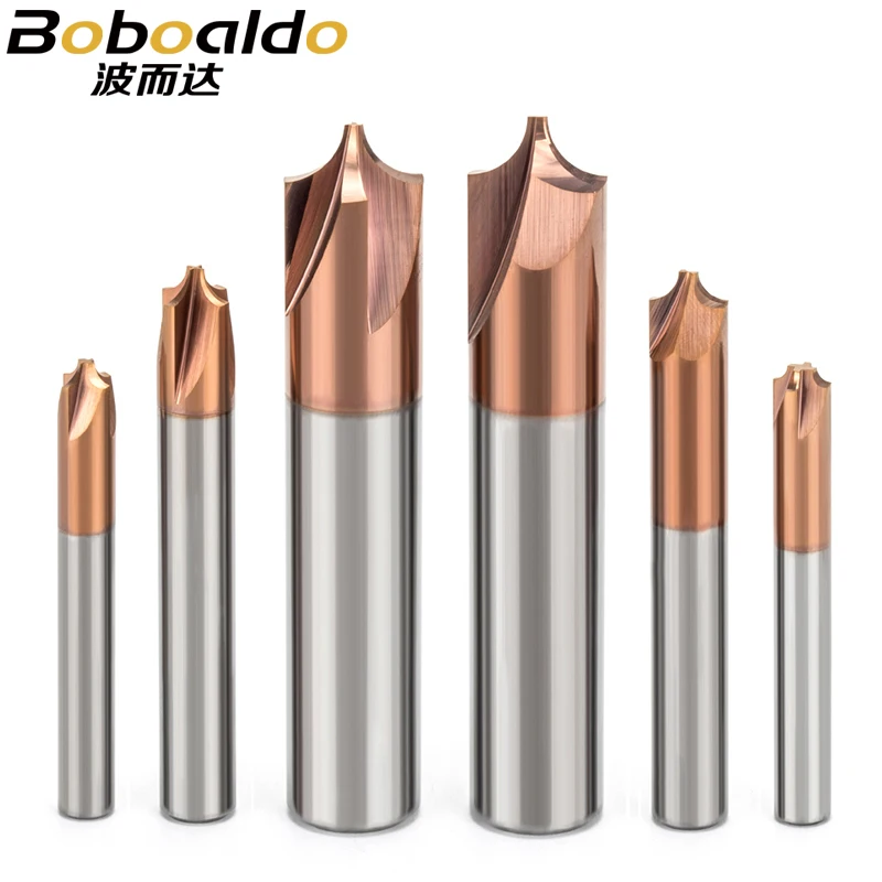 1PC Solid Carbide Anti-R Chamfering Router Bit For Alloy Steel 2 and 4 Flutes Arc R Angle End Mill CNC Milling Cutter