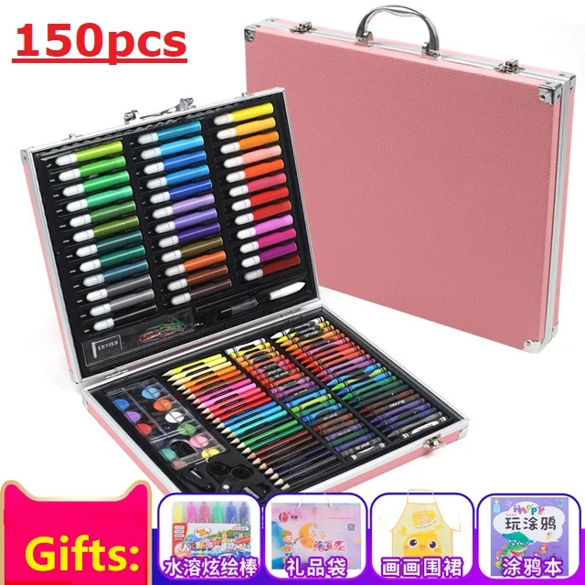 150pcs Art Set,children's Painting Tools Set. Watercolor Pens. Art Supplies with Aluminium Boxes